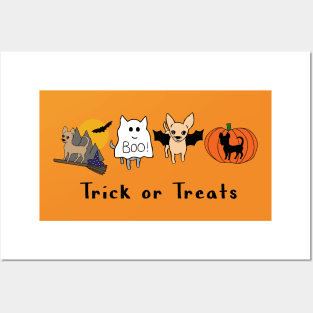 Orange Halloween Chis - Smooth Coat Chihuahuas - Halloween Chihuahua Tee Posters and Art